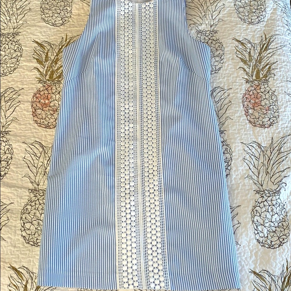 LONDON TIMES PinStripe Dress with Lace Front